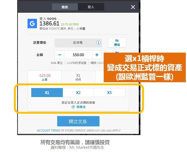 etoro 美股 實際股票交易
