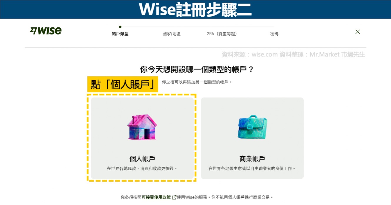 Wise註冊步驟二