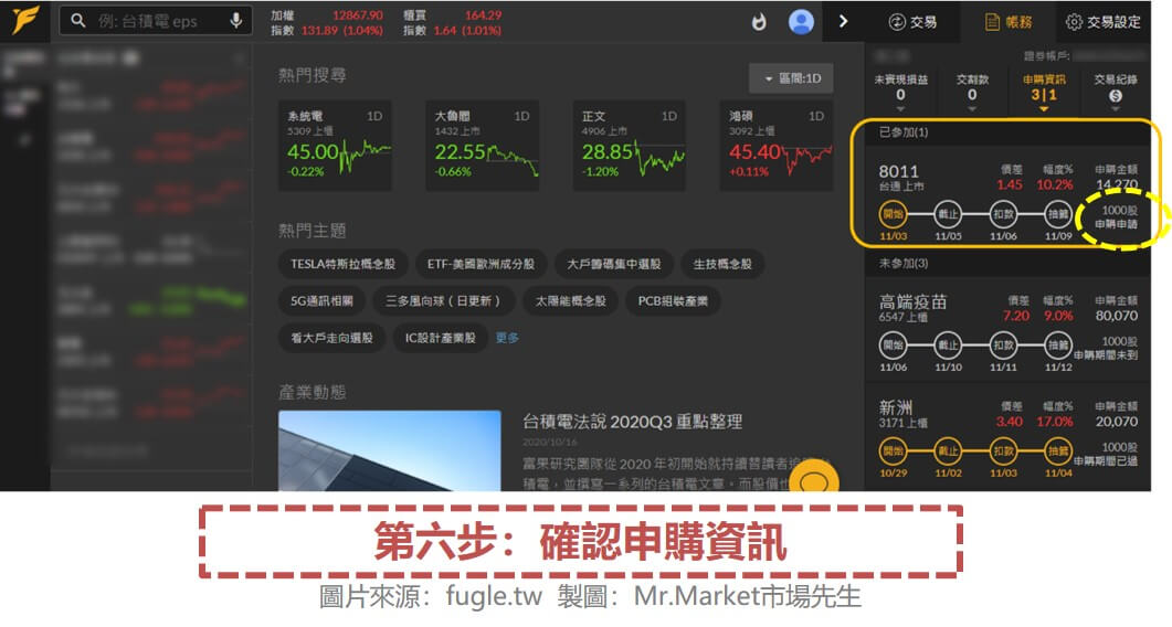 第六步：確認申購資訊