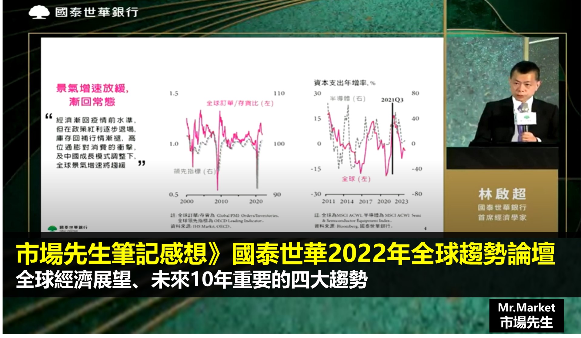 市場先生心得筆記》國泰世華2022年全球趨勢論壇：全球經濟展望、未來10年重要的四大趨勢