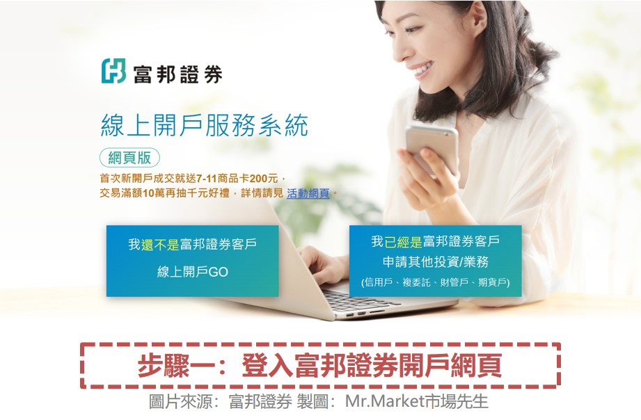 步驟一：登入富邦證券開戶網頁