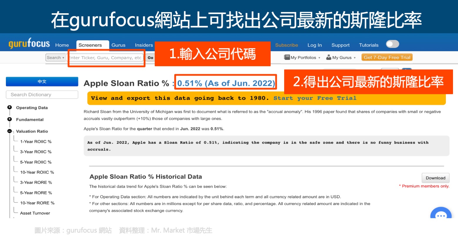 斯隆比率-gurufocus
