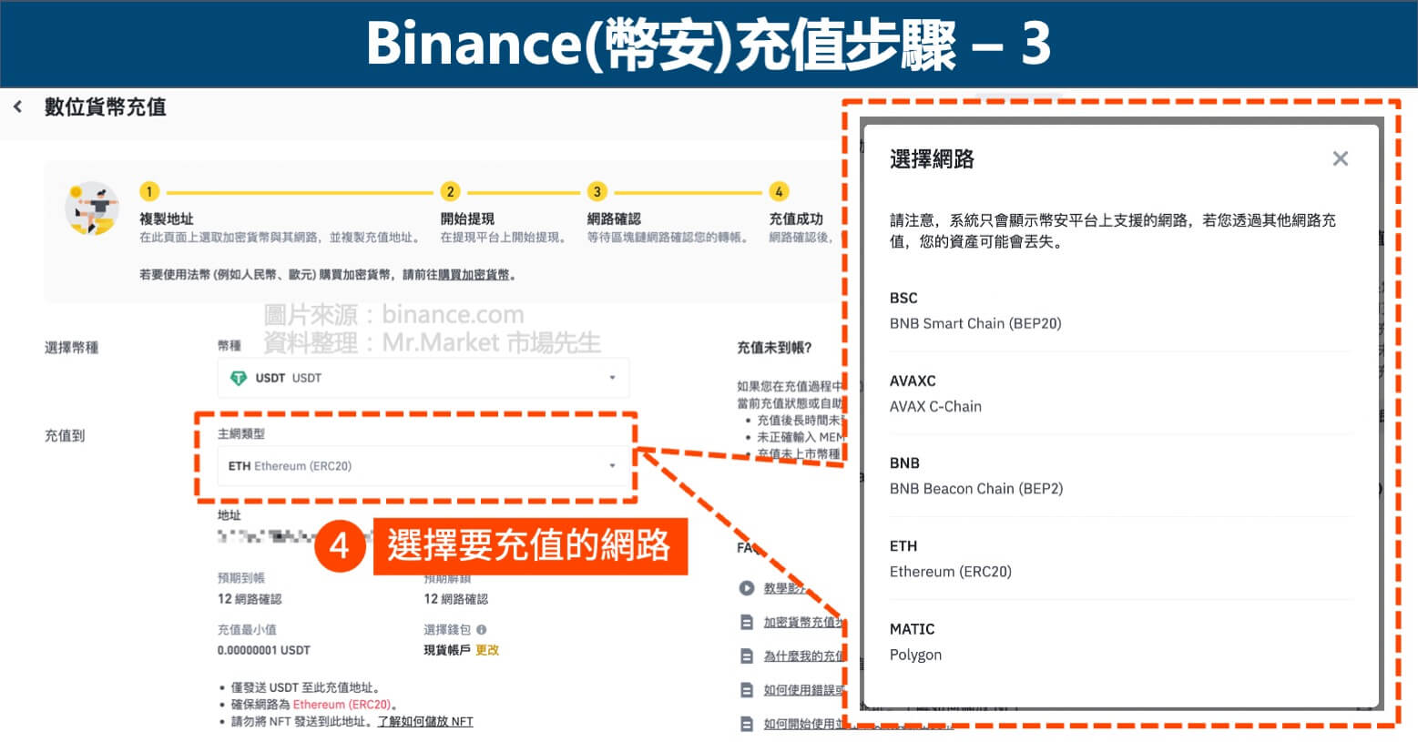 Binance(幣安)充值步驟3