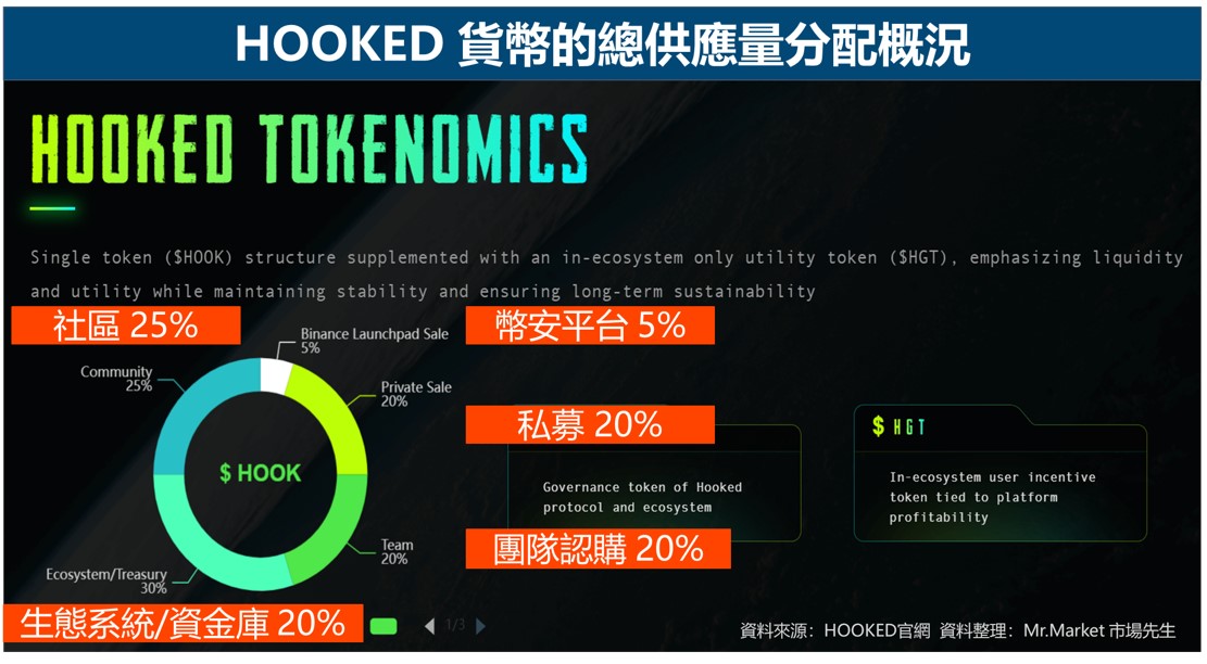 HOOKED 貨幣的總供應量分配概況