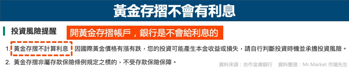 黃金存摺不會有利息