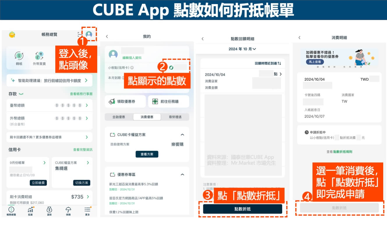 CUBE App 點數如何折抵帳單