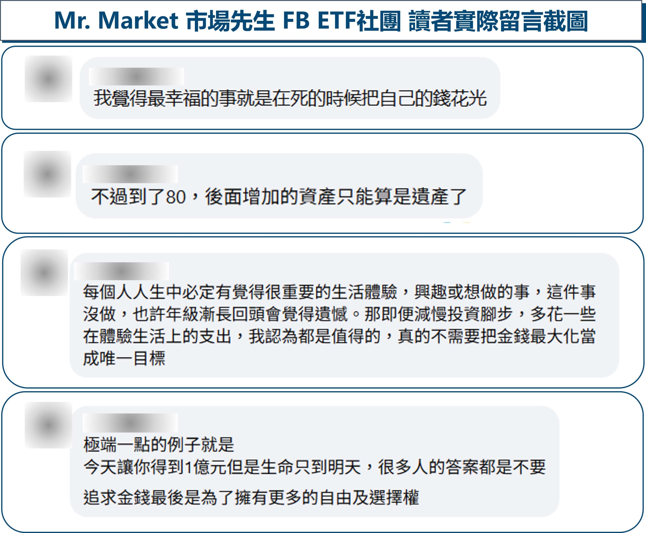 fb etf 社團讀者實際留言截圖 
