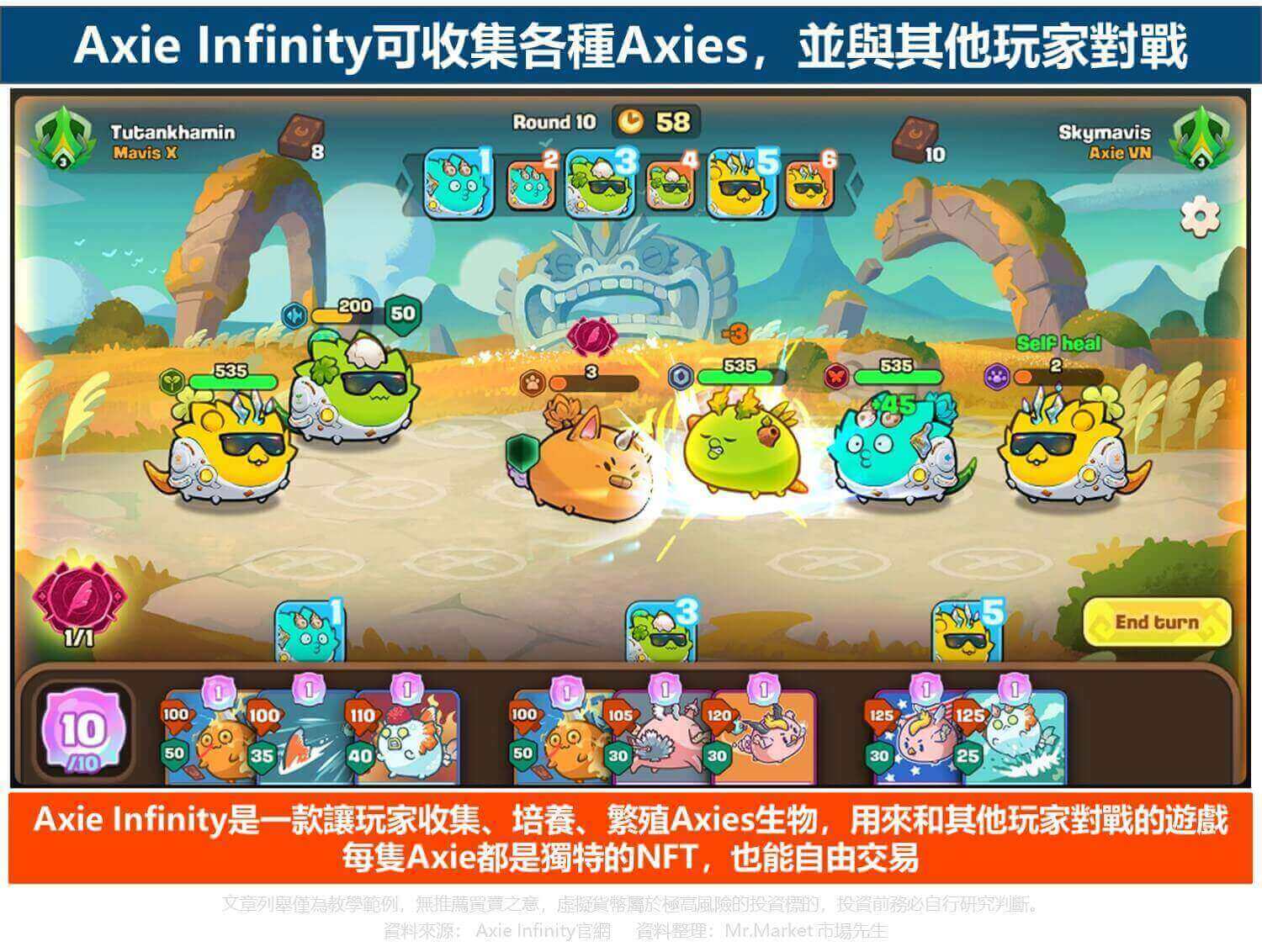 Axie Infinity可收集各種Axies，並與其他玩家對戰