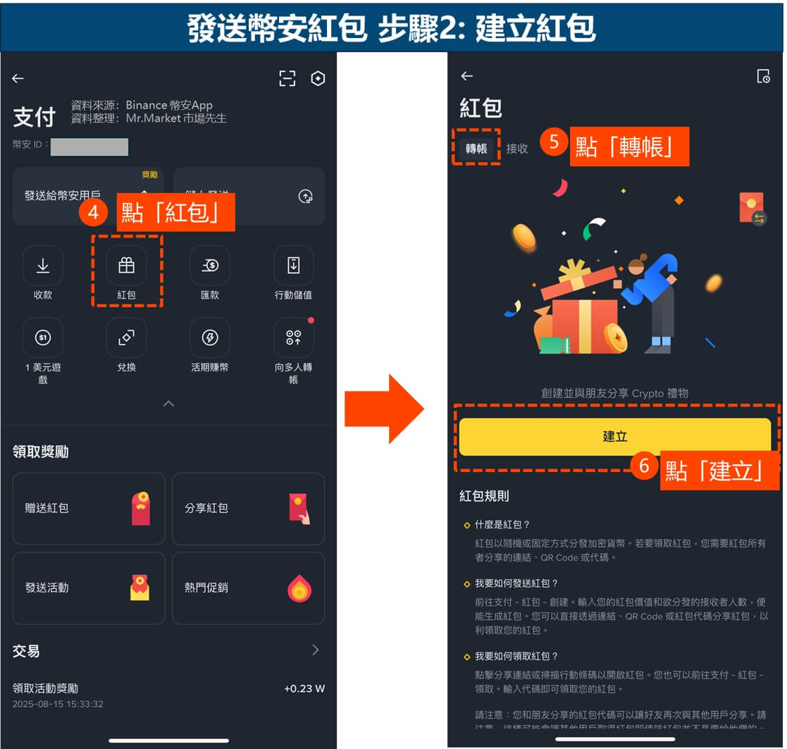 發送幣安紅包 步驟2: 建立紅包